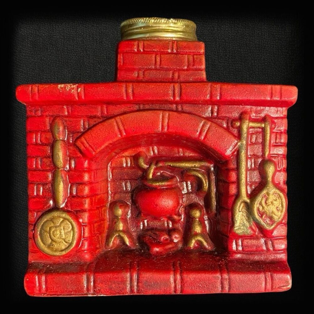 Vintage Red Fireplace Kerosene Lamp Base